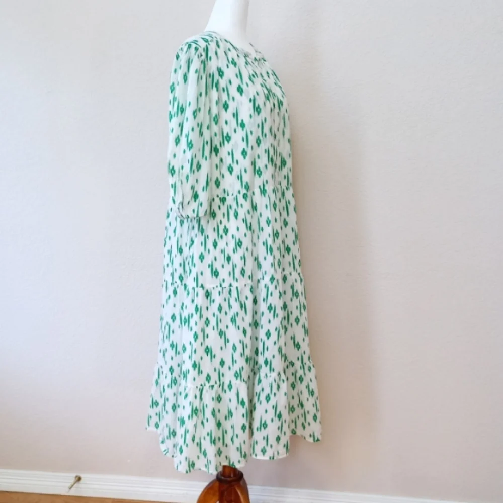 Anthropologie Green and White Midi Dress - Picture 6 of 9